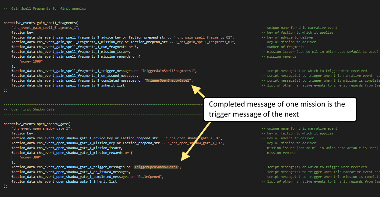 chaining narrative messages